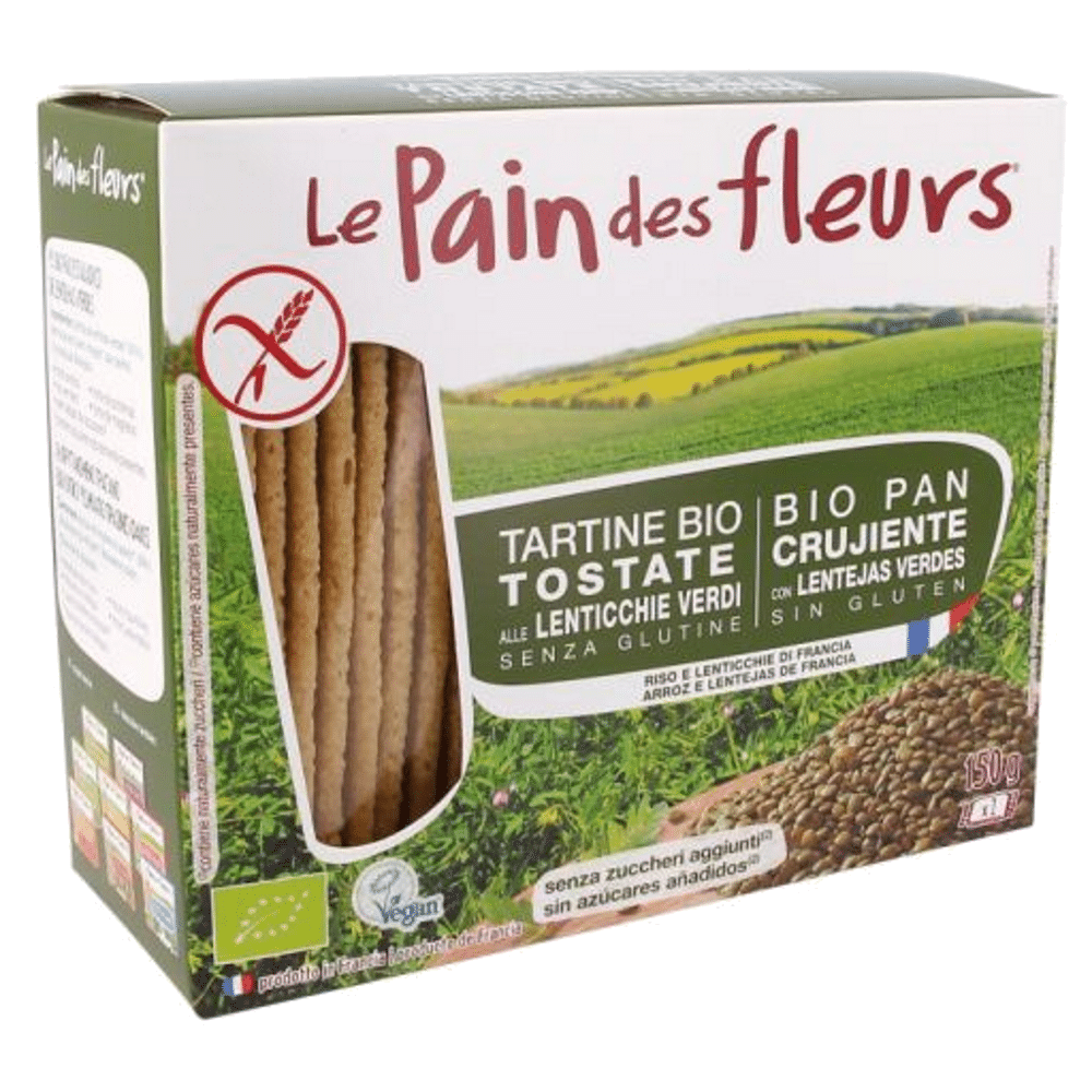 Pão Flores Lentilhas Verdes Pão com Lentilhas Verdes, com ingredientes biológicos, sem glúten, vegan