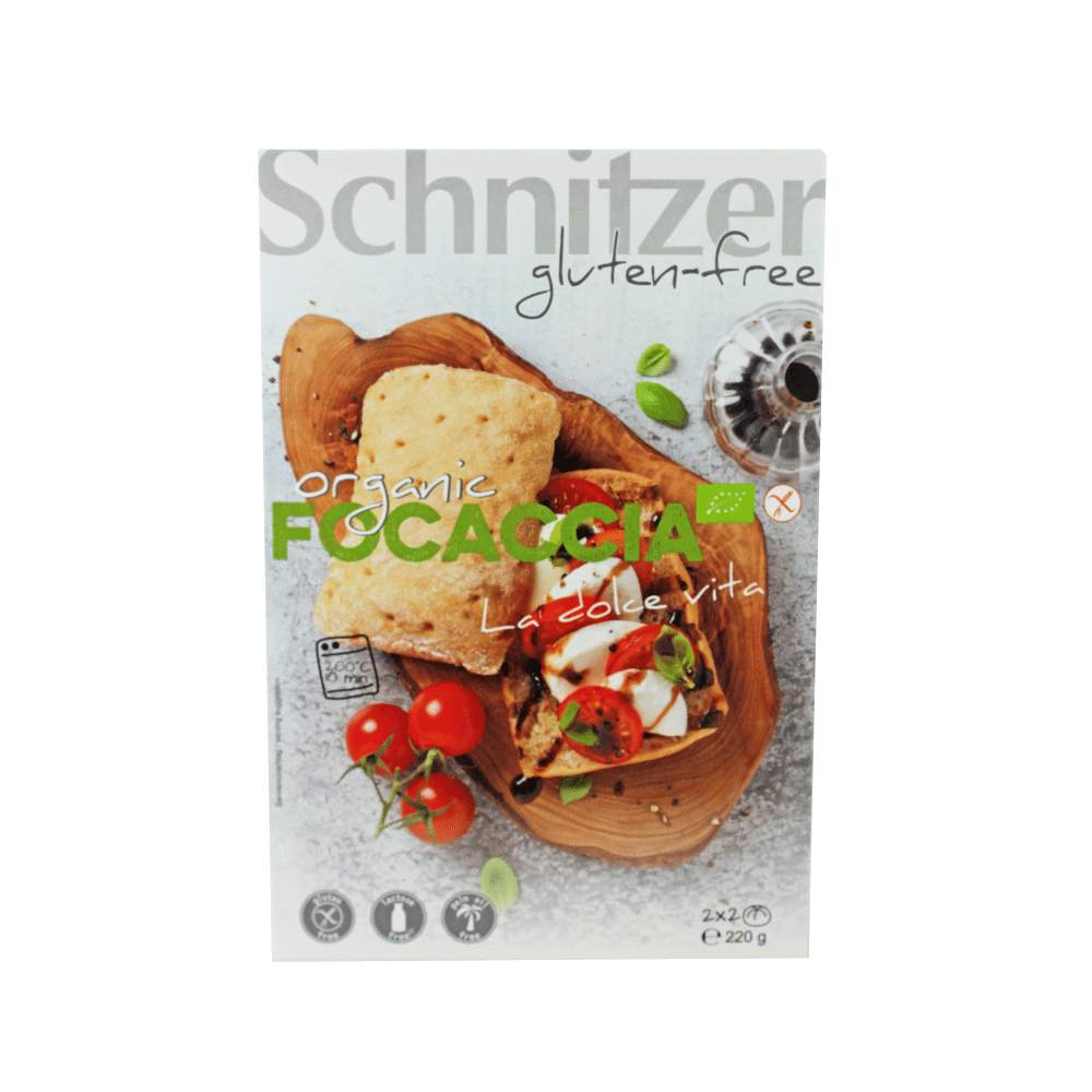 Pão Focaccia SGlúten BIO SCHNITZER Pão Focaccia Sem Glúten, biológico, sem lactose