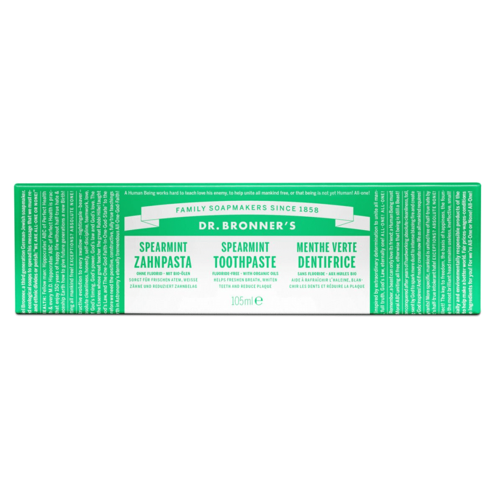 Dentifrico Hortela s fluor 105ml Dr Brooners caixa