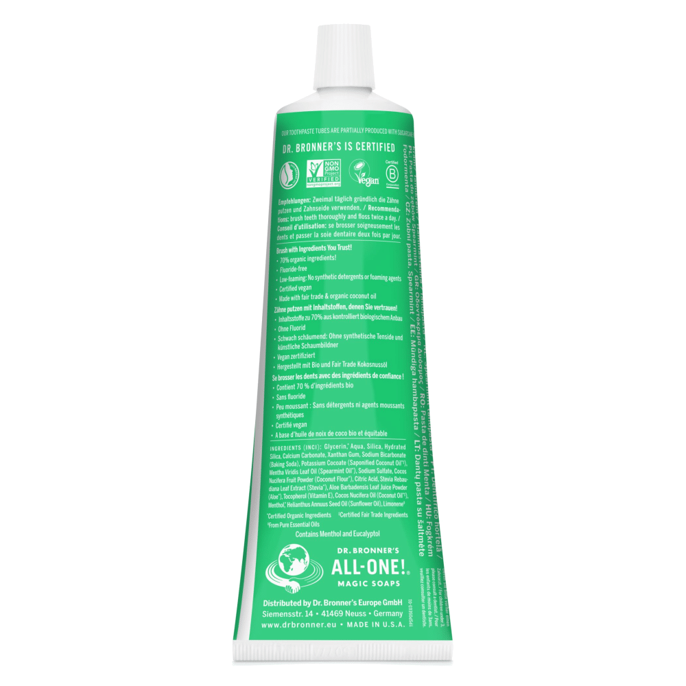 Dentifrico Hortela s fluor 105ml Dr Brooners tras