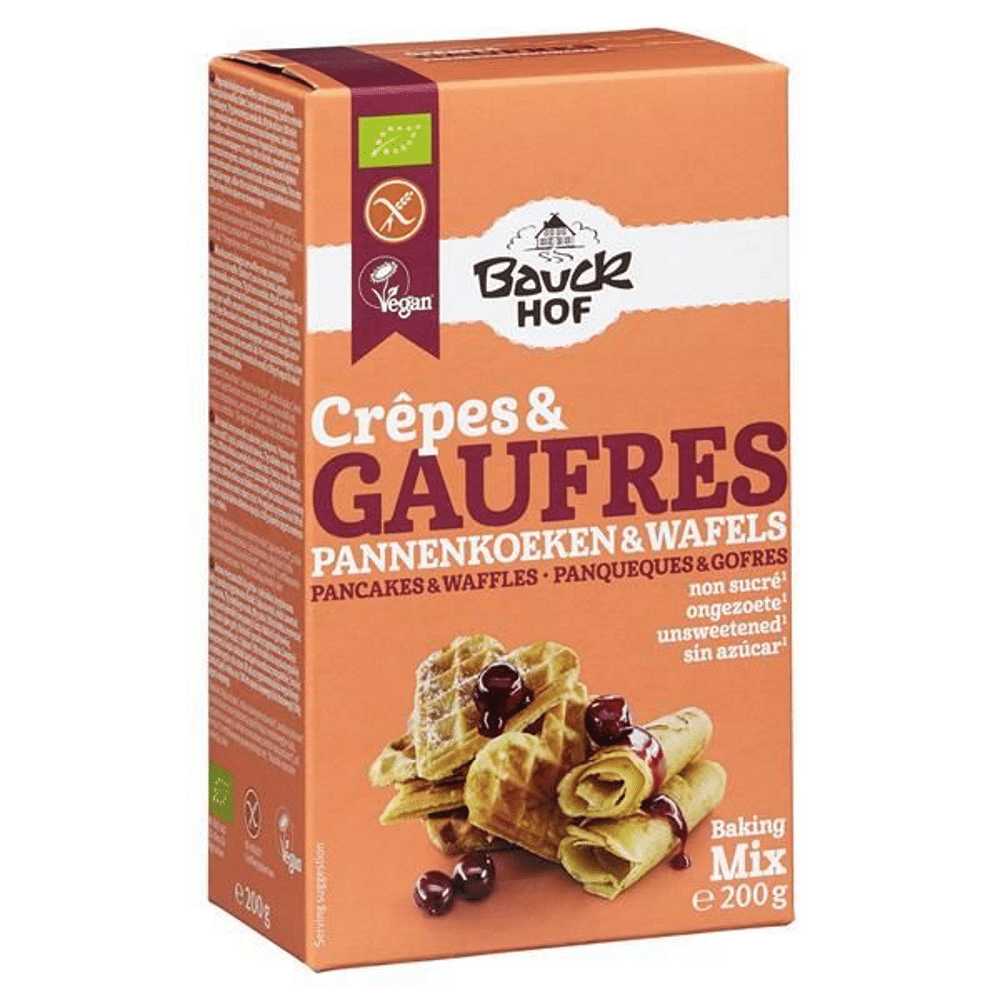 Preparado Waffles Bio 200gr Preparado para Waffles, com ingredientes biológicos, sem glúten, vegan
