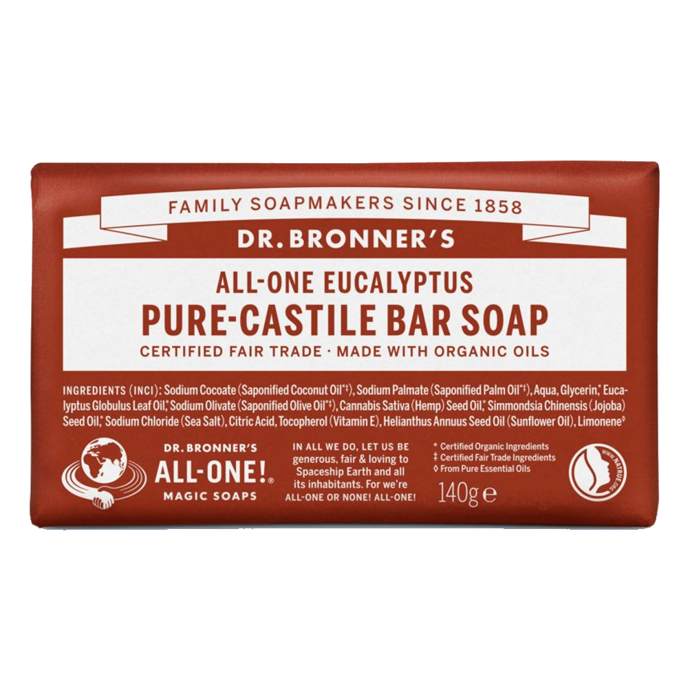 Sabonete Biologico Eucalipto 140gr Dr Bronners Sabonete Eucalipto, com ingredientes biológicos, cosmética vegan