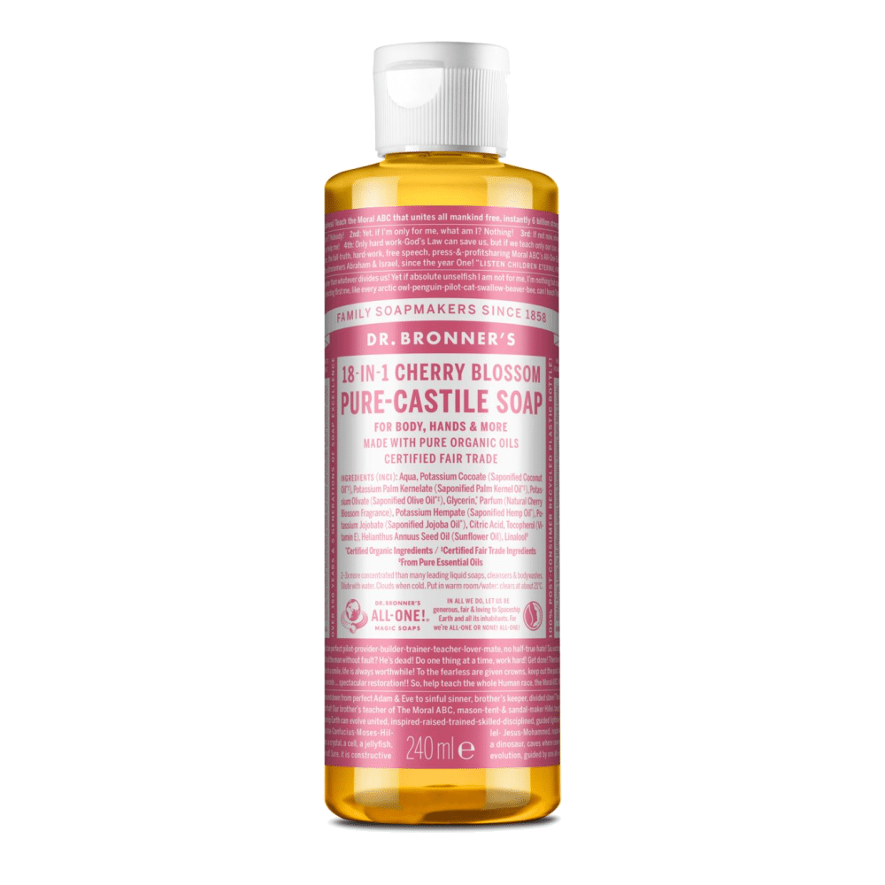 Sabonete Liquido Flor de Cerejeira 240ml Dr Bronners Sabonete Líquido Flor de Cerejeira, com ingredientes biológicos, cosmética vegan
