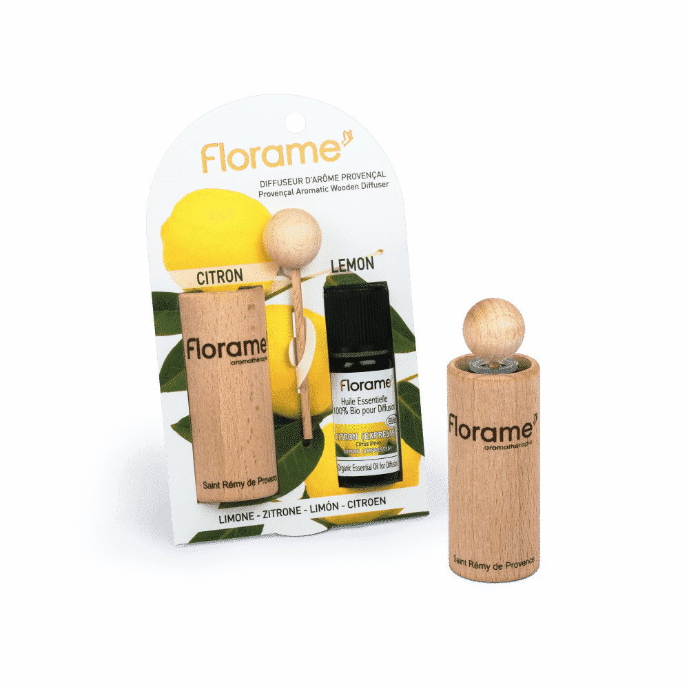 Difusor provençal de madeira + O.E. Limão Difusor Provençal + Sinergia Limão
