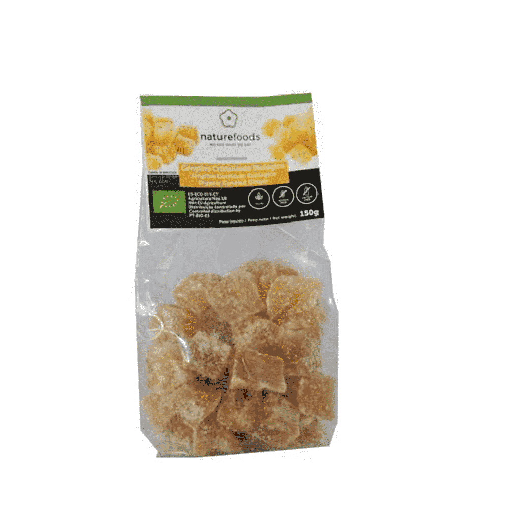 Gengibre Cristalizado Bio 150gr Naturfoods Gengibre Cristalizado, biológico, sem glúten, sem lactose, vegan