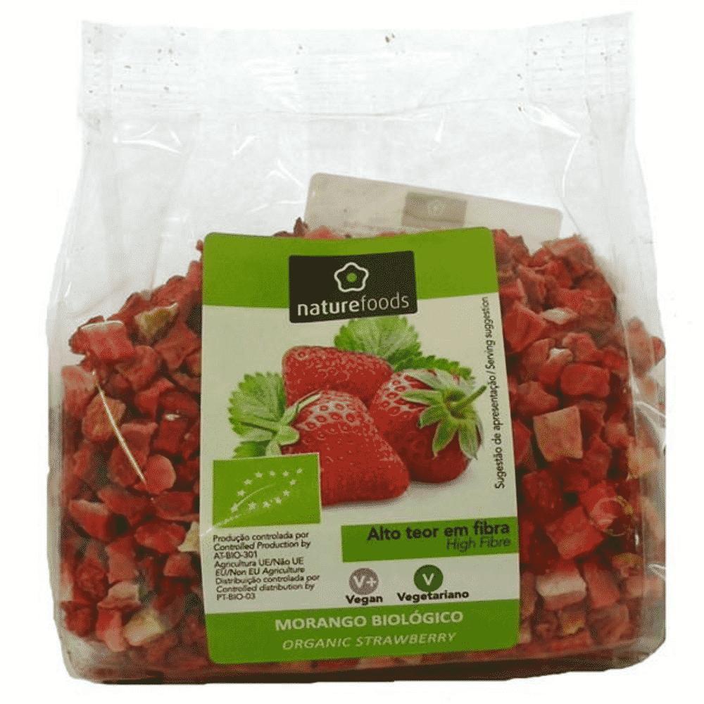 Morangos Liofilizados Bio 50gr Morangos Liofilizados, com ingredientes biológicos, vegan e vegetariano