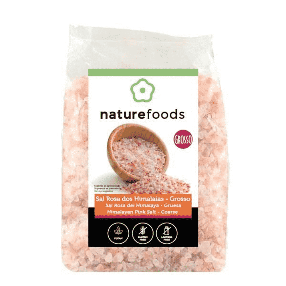 Sal Rosa Himalaias Grosso 1Kg Naturefoods Sal Rosa dos Himalaias Grosso biológico, sem glúten, sem lactose, vegan