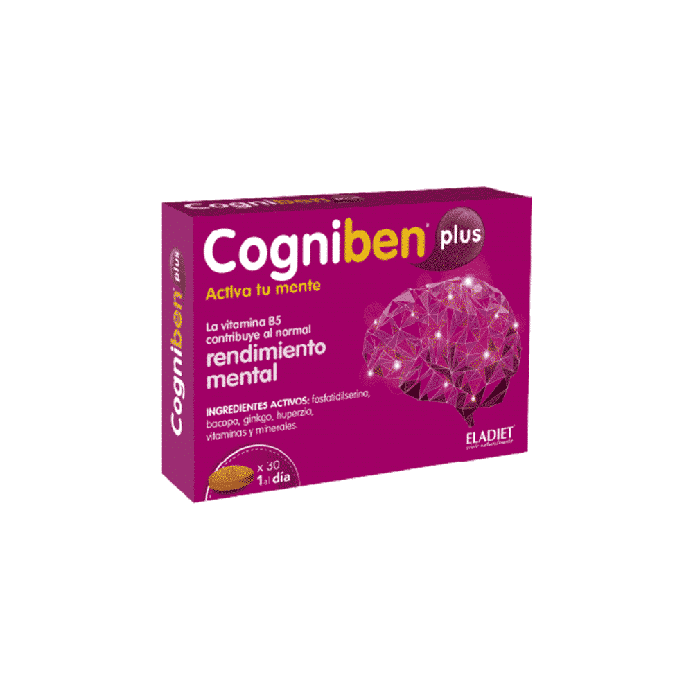 Cogniben Plus 30 comp Eladiet Cogniben Plus, suplemento alimentar sem açúcar, sem glúten e sem lactose