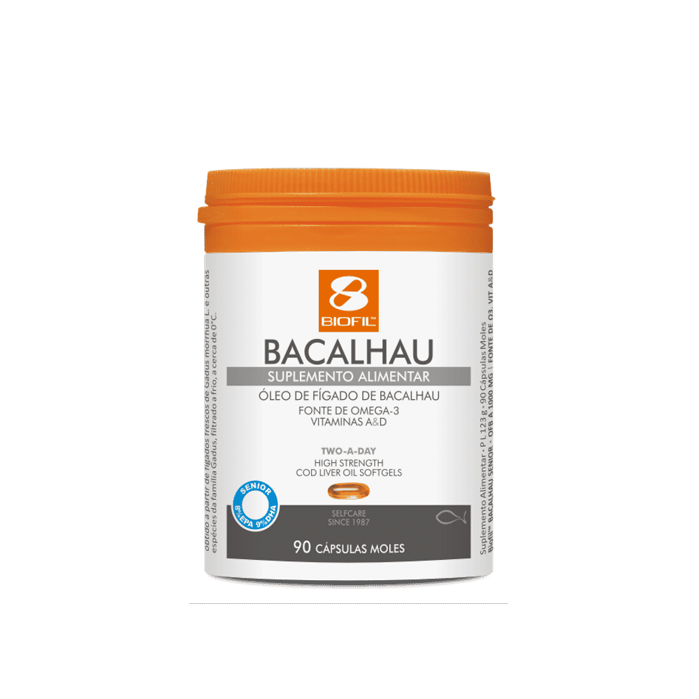 Oleo Fig Bacalhau Sénior 90 Óleo de Fígado de Bacalhau, suplemento alimentar sem açúcar, sem glúten, sem lactose, sem sal