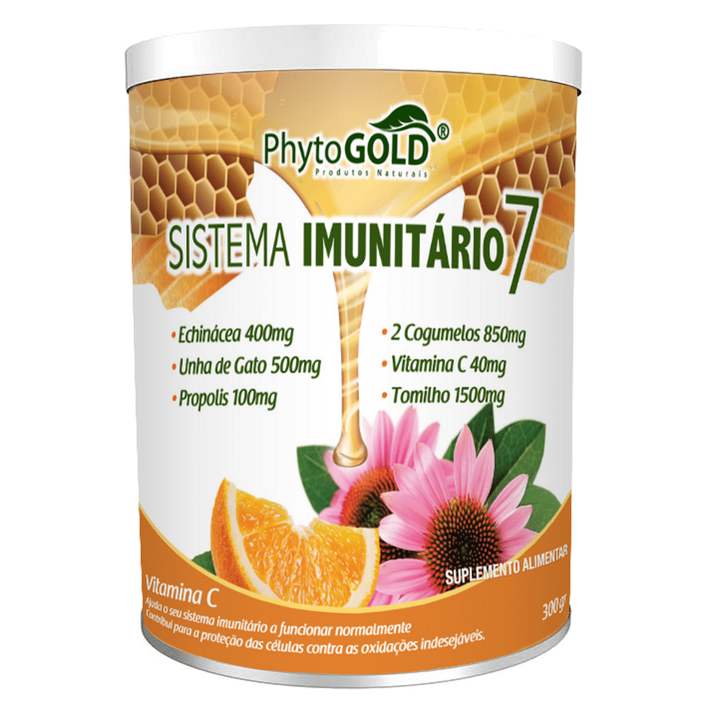 Sistema Imunitario 7 300gr Phytogold Sistema Imunitário 7, excelente sabor a citrino (ananás)