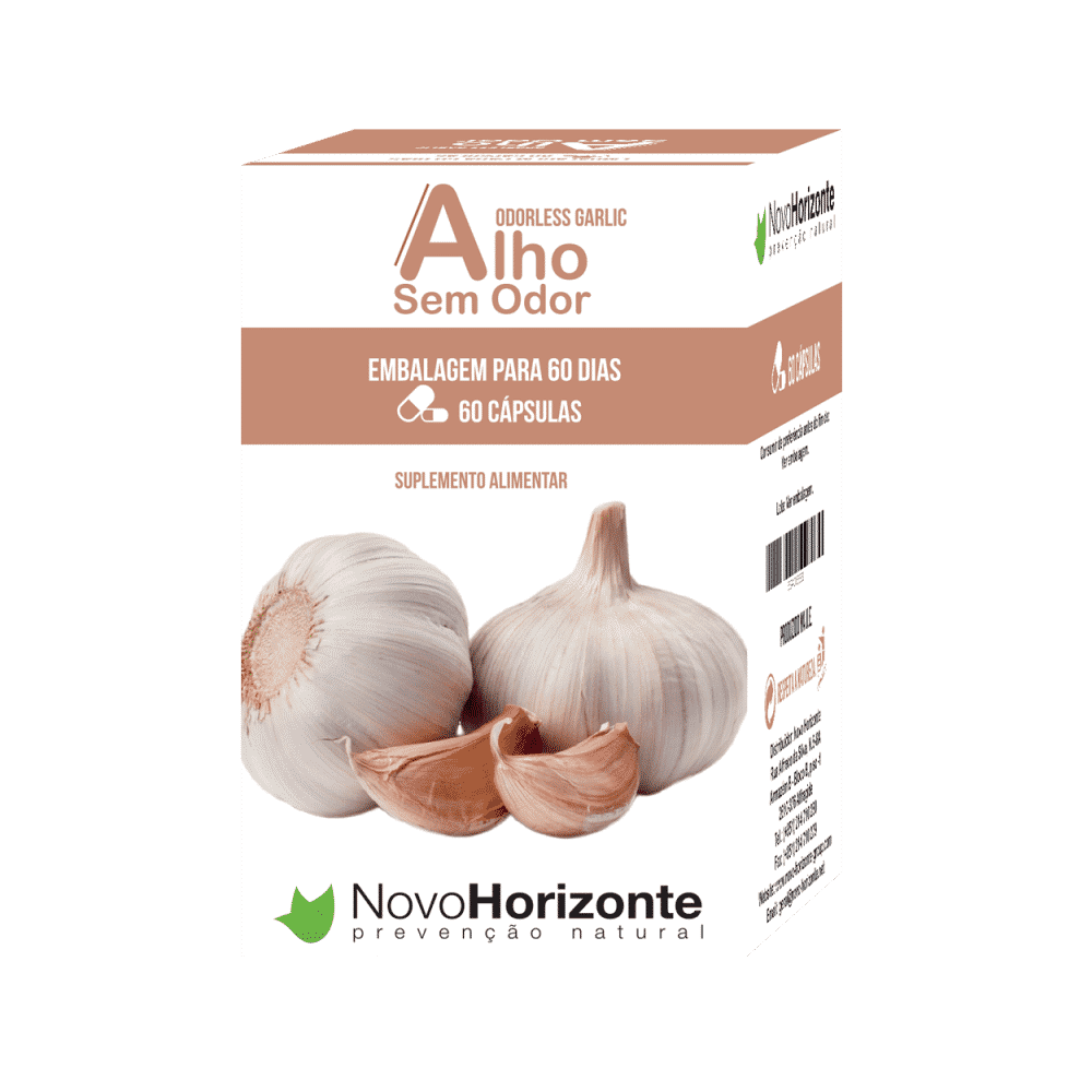 Alho s Odor 1000mg 60 Cap Alho sem Odor 1000 mg, suplemento alimentar