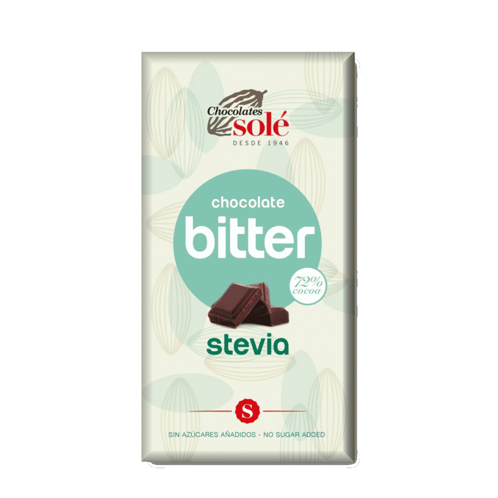 Chocolate Bitter Negro 72% C Stevia 100gr Chocolate Negro Bitter com Stevia, sem glúten