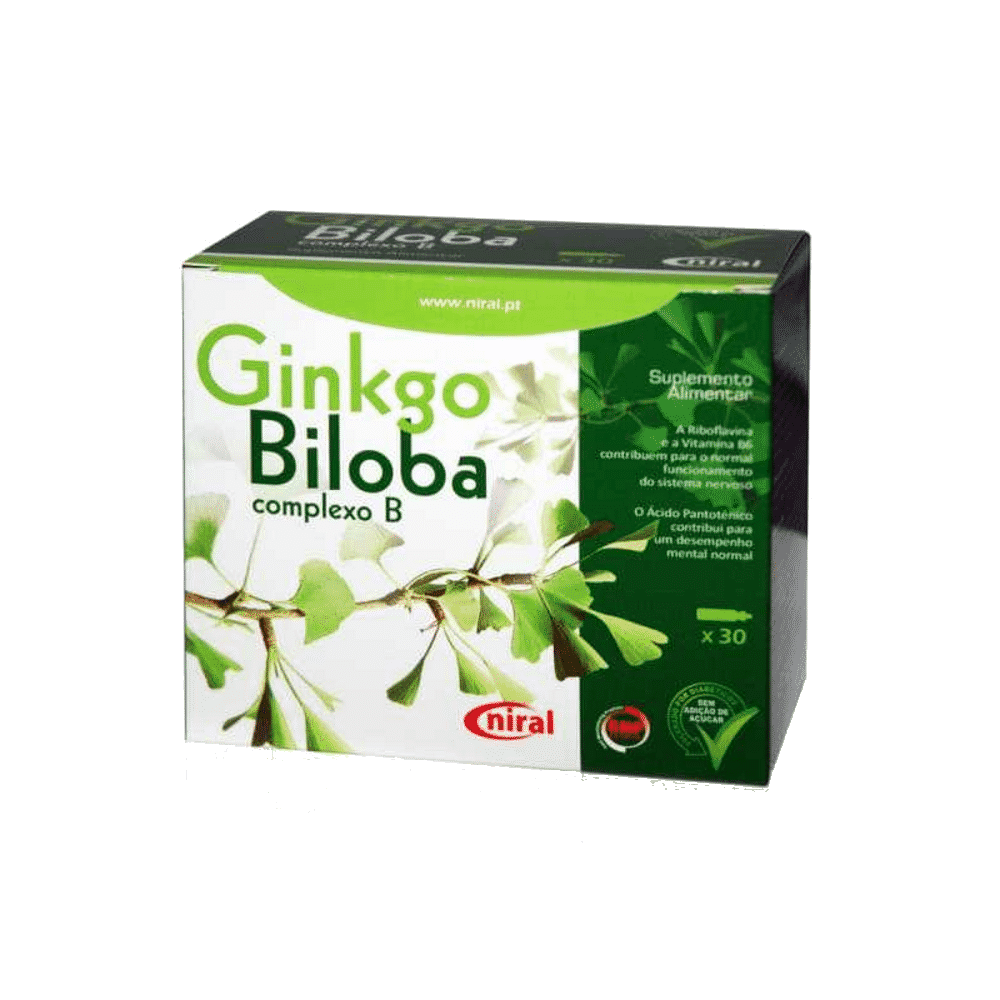 Ginkgo Biloba + B Complexo 30 Ampolas Niral Ginkgo Biloba + B Complexo, suplemento alimentar