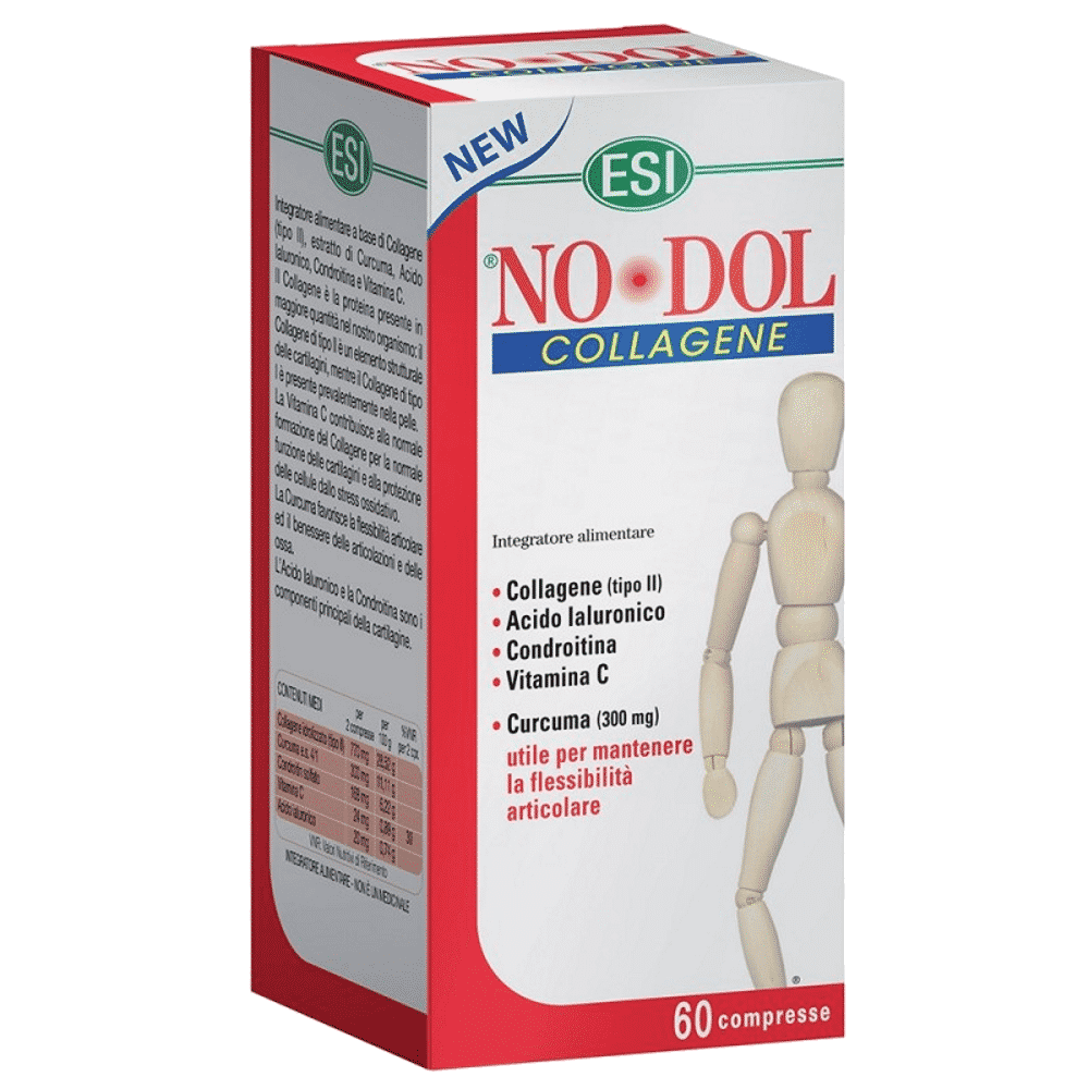 No Dol Collagen 60 Comp ESI No Dol Collagen, suplemento alimentar sem glúten