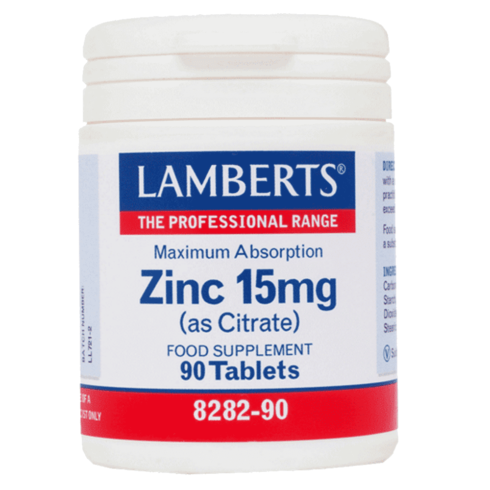 Zinco com Citrato 15mg 90 Tabs Lamberts Zinco Citrato 15 mg, suplemento alimentar
