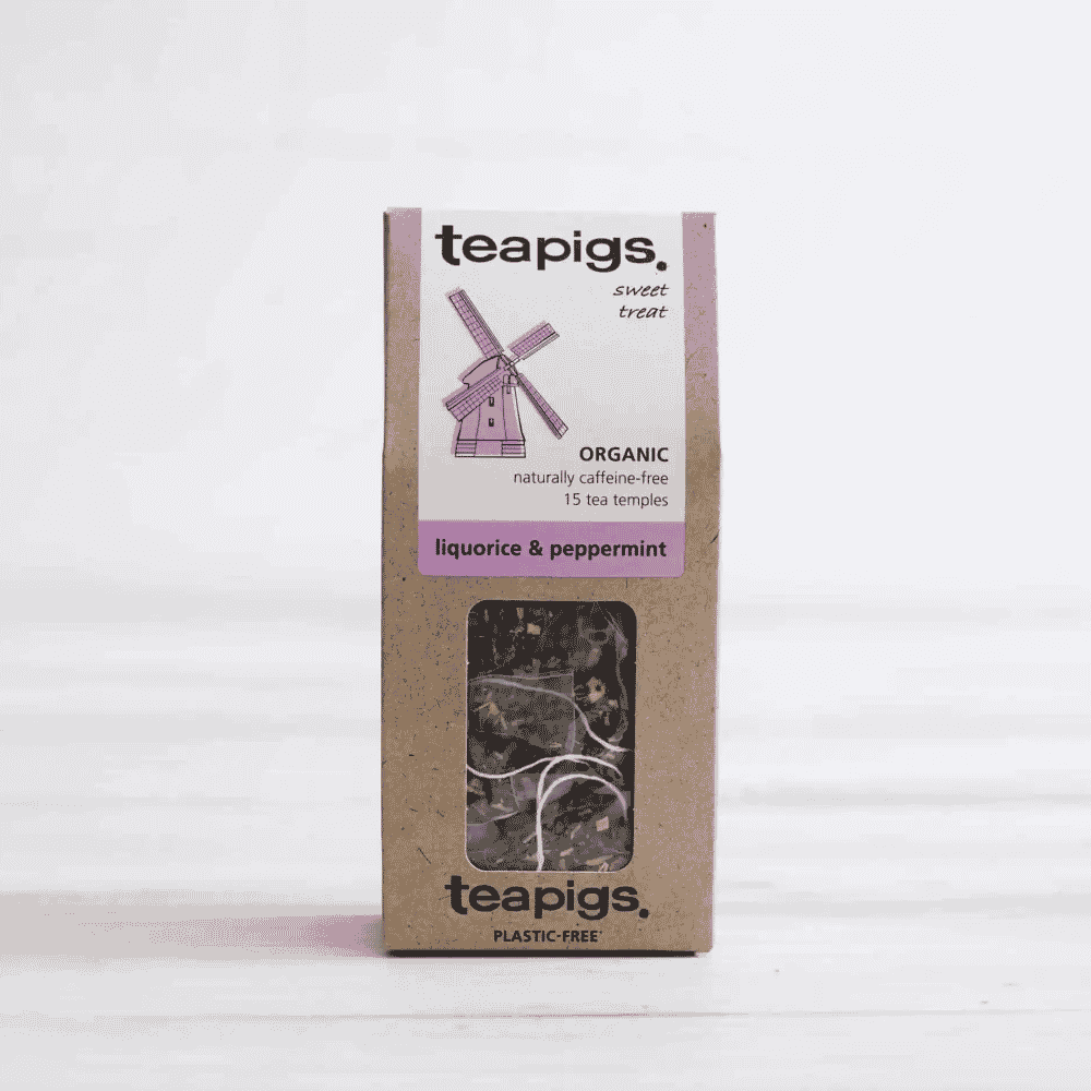 Infusão Alcaçuz e Hortela pimenta 15 saq Teapigs Infusão Alcaçuz e Hortelã Pimenta, com ingredientes biológicos, vegan