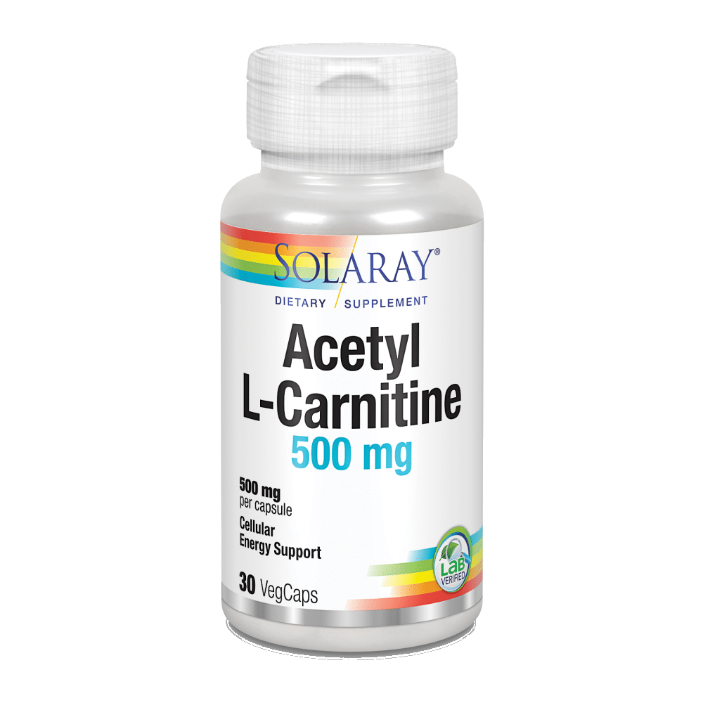 Acetyl L-Carnitina 500mg 30 VegCaps Solaray Acetyl L-Carnitine 500 mg, suplemento alimentar