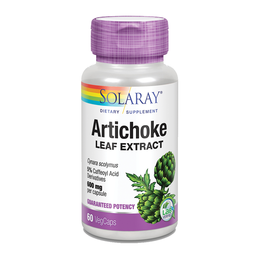 Artichoke (Alcachofra) 300mg 60 VegCaps Solaray Artichoke Leaf Extract, suplemento alimentar vegan