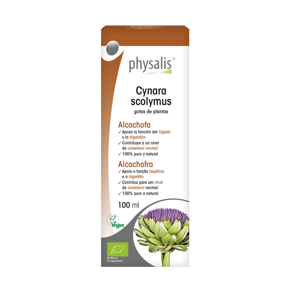 Cynara Scolymus Bio 100ml Physalis Cynara Scolymus, suplemento alimentar com ingredientes biológicos, vegan