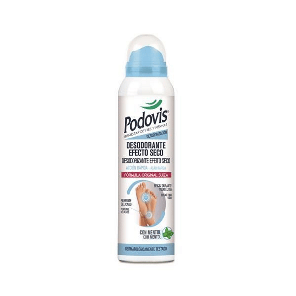 Desodorizante Spray Efeito Seco 150ml Podovis Spray Desodorizante para Pés, anti-odor