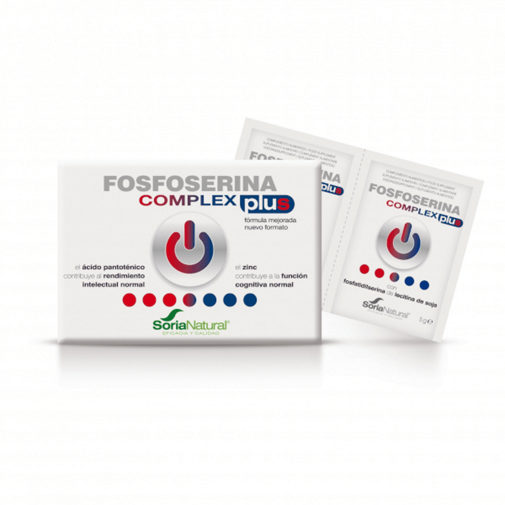 Fosfoserina Complex Plus 28 saquetas SoriaNatural Fosfoserina Complex Plus, suplemento alimentar para o cérebro