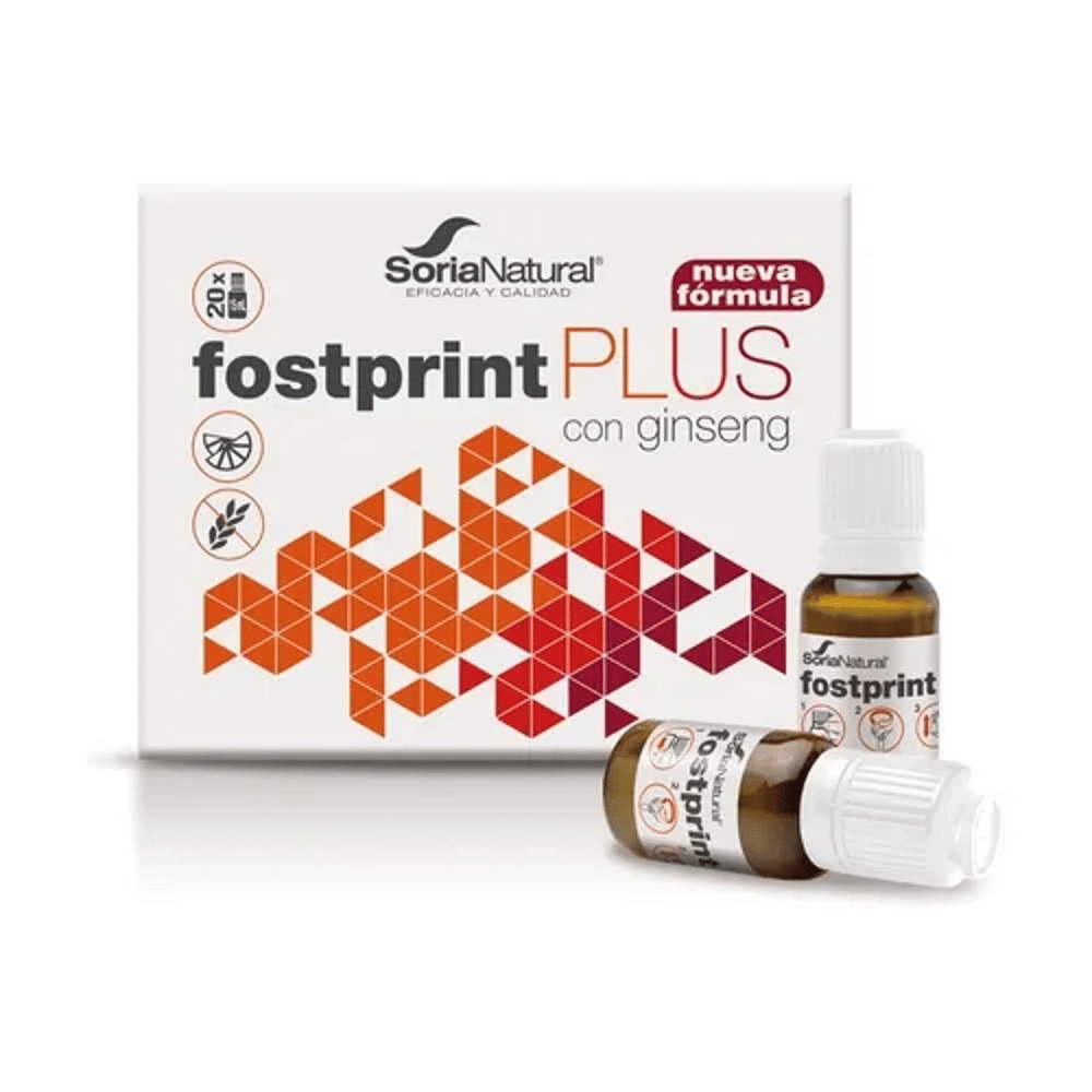 Fost Print Plus com Ginseng 20 ampolas SoriaNatural fostprintPlus, suplemento alimentar sem glúten