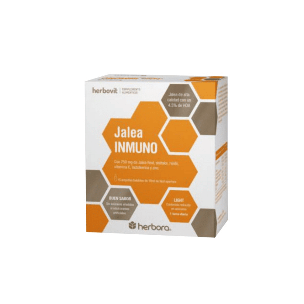 Geleia Real Inmuno 750mg 15ampolas herbora Geleia Real Inmuno, suplemento alimentar
