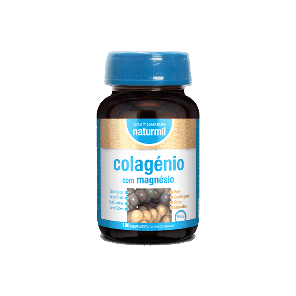 Colagenio 600mg 180Comp - Naturmil Colagénio com Magnésio, suplemento alimentar sem açúcar, sem glúten, sem lactose