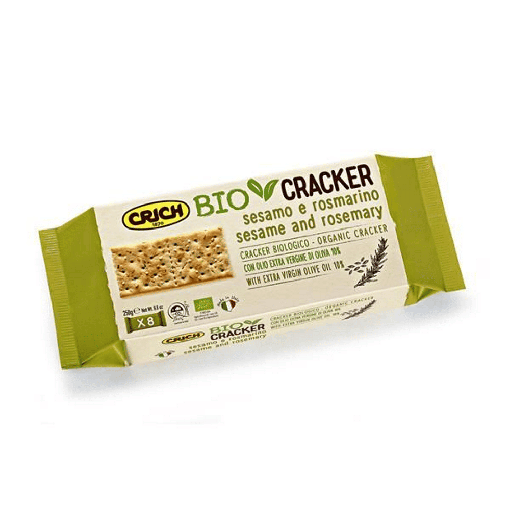 Crackers Sésamo e Alecrim 250 grs Crich Crackers de Sésamo e Alecrim, com ingredientes biológicos