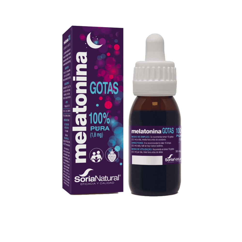 Melatonina Gotas 1.8mg 100% Pura SoriaNatural Melatonina Gotas, suplemento alimentar sem glúten, vegan