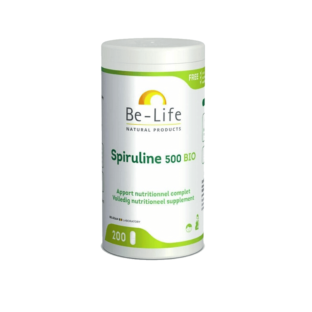 Spirulina 500 Bio 200comp Spirulina 500 Bio, suplemento alimentar sem glúten, sem lactose, vegan, vegetariano