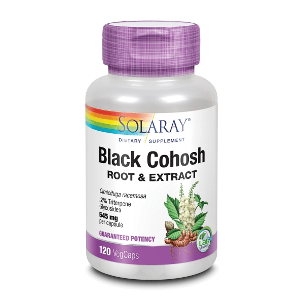 Black Cohosh (Cimifuga) 120 VegCaps Solaray Black Cohosh, suplemento alimentar sem glúten, adequado a vegans