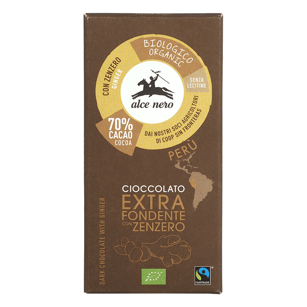 Chocolate Negro com Gengibre Bio 50 Gr Chocolate Negro com Gengibre, com ingredientes biológicos, sem glúten