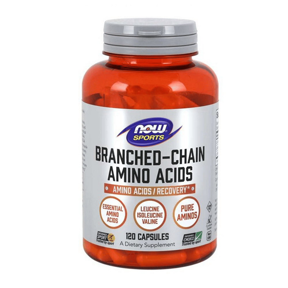BCAA Blanched Chain Aminoacids 120 caps - Now Sports Blanched-Chain Amino Acids, suplemento alimentar para desporto