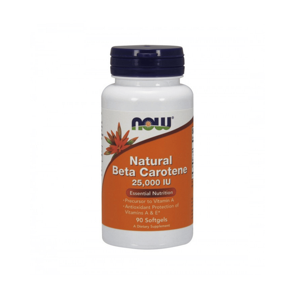Beta Caroteno 25.000UI 90 caps Now Natural Beta Carotene, suplemento alimentar