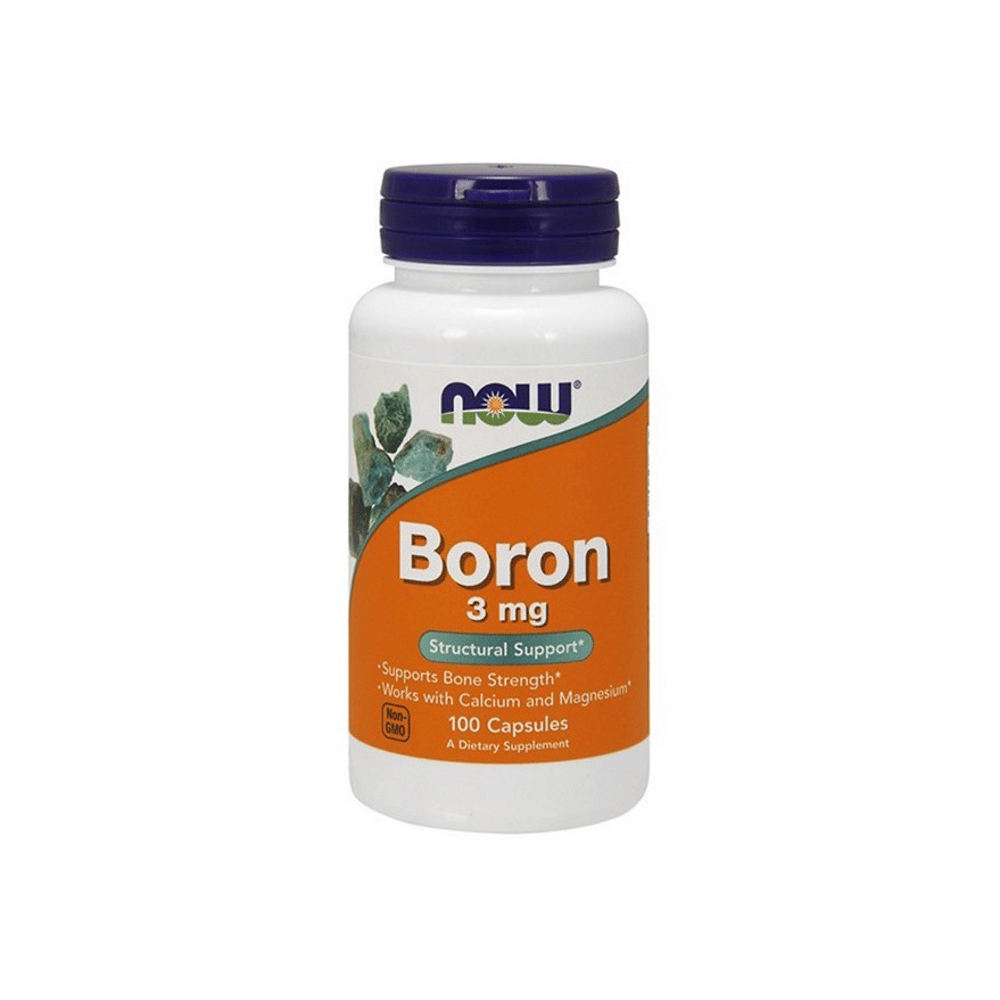Boron 100 Caps 3mg Now Boron, suplemento alimentar vegan e vegetariano