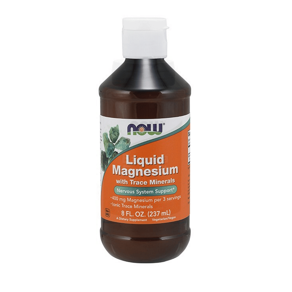 Magnésio líquido 237ml NOW Liquid Magnesium with Trace Minerals, suplemento alimentar vegan e vegetariano