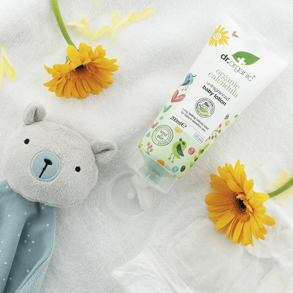 Loção Corporal para Bebé Calêndula, com ingredientes biológicos, cosmética vegan