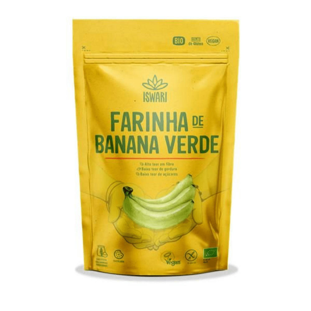 Farinha de Banana Verde Bio 125gr Iswari Farinha de Banana Verde, de agricultura biológica, sem glúten e adequada a vegans