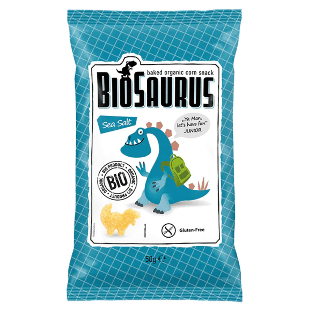 Snack de Milho Sal Marinho Biosaurus 50gr Mclloyds Snack de Milho e Sal Marinho com ingredientes biológicos, sem glúten, adequado para vegans