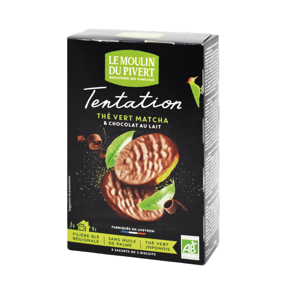 Bolachas tentação chá verde matcha Bio 130gr Bolachas Tentação Chá Verde Matcha com ingredientes de origem biológica