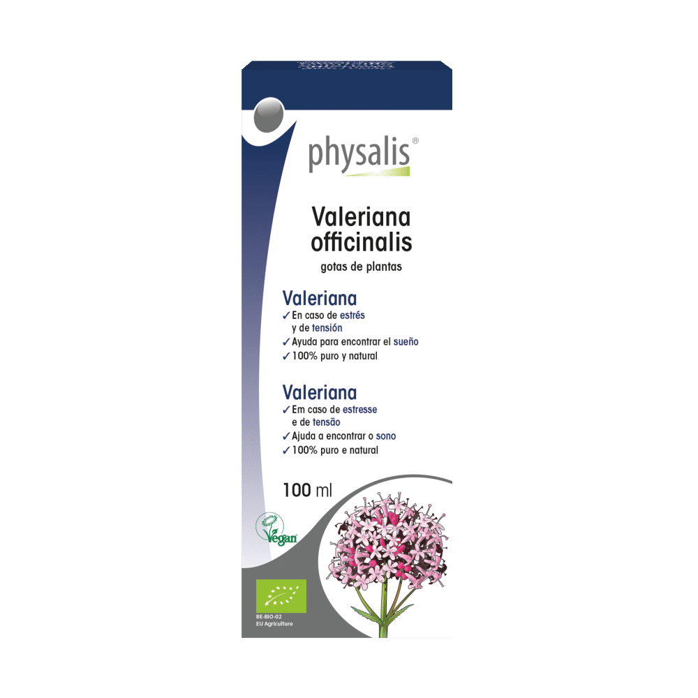 Valeriana officinalis Bio 100ml Physalis Valeriana Officinalis, suplemento alimentar biológico, adequado para vegans