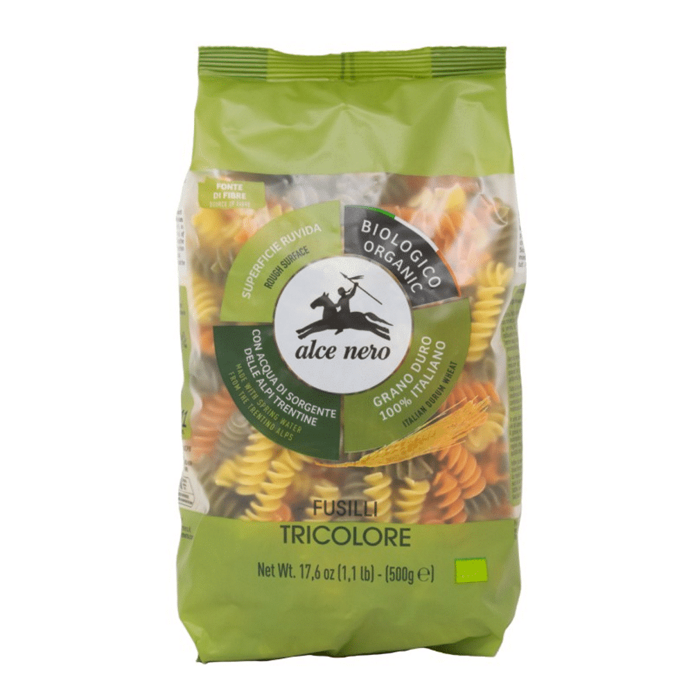 Fusilli tricolor Bio 500gr Alce Nero Fusilli Tricolor biológico, massa com várias cores
