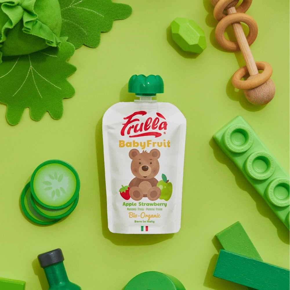 Puré de Fruta Baby maça e morango 100gr Frulla 2 Puré de Fruta Baby Maçã e Morango de origem biológica