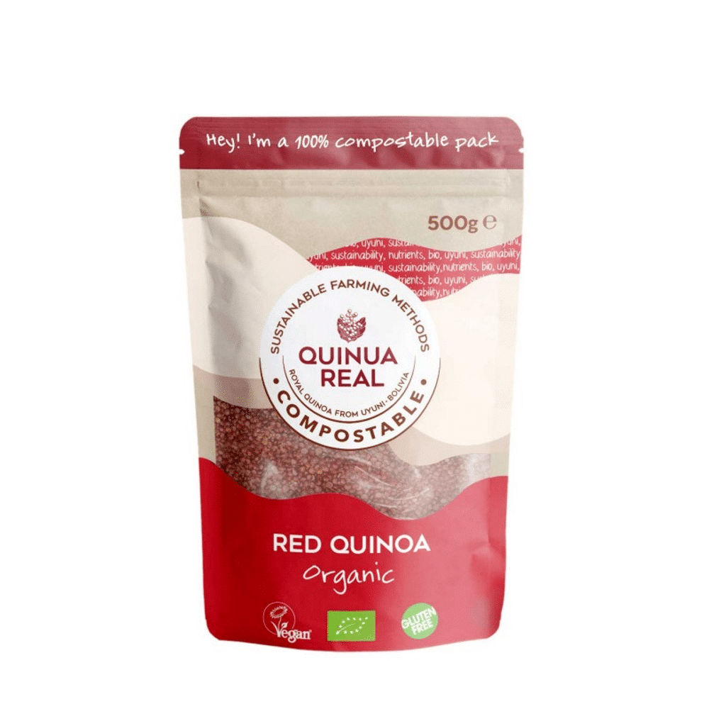 Quinoa Real Roxa Bio SG 500gr Grão Vermelho de Quinoa Real sem glúten, adequado a vegans
