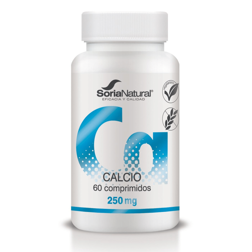 Calcio 60 comp Soria Cálcio, suplemento alimentar adequado para vegetarianos, sem glúten