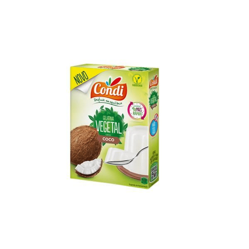 Gelatina vegetal pó sabor coco 180gr Condi Gelatina Vegetal sabor a Coco, vegan