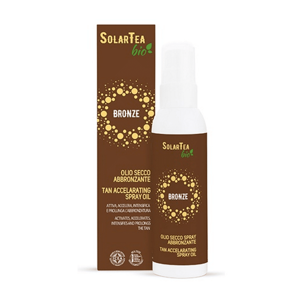 Óleo acelerador de branzeado Spray Bio 100ml SolarTea Spray Óleo Acelerador de Bronze, com ingredientes biológicos