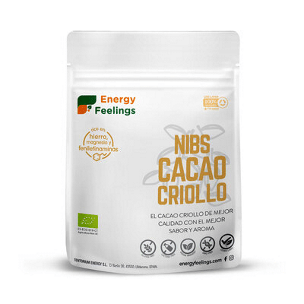 Cacau Criollo Lascas BIO (200 g) ENERGY FEELINGS Cacau Criollo Lascas, biológico, vegan, sem glúten