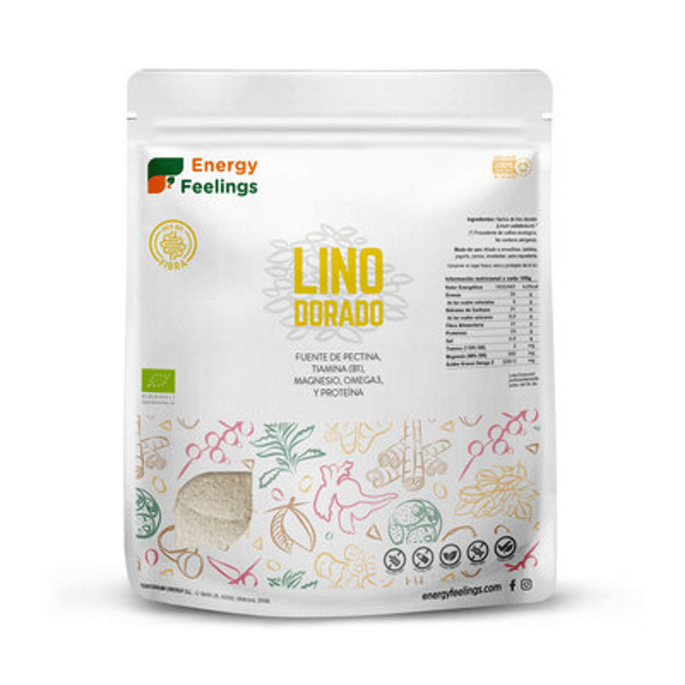 Linhaça Dourada em Pó BIO (1 kg) ENERGY FEELINGS Linhaça Dourada em Pó, biológico, vegan, sem glúten